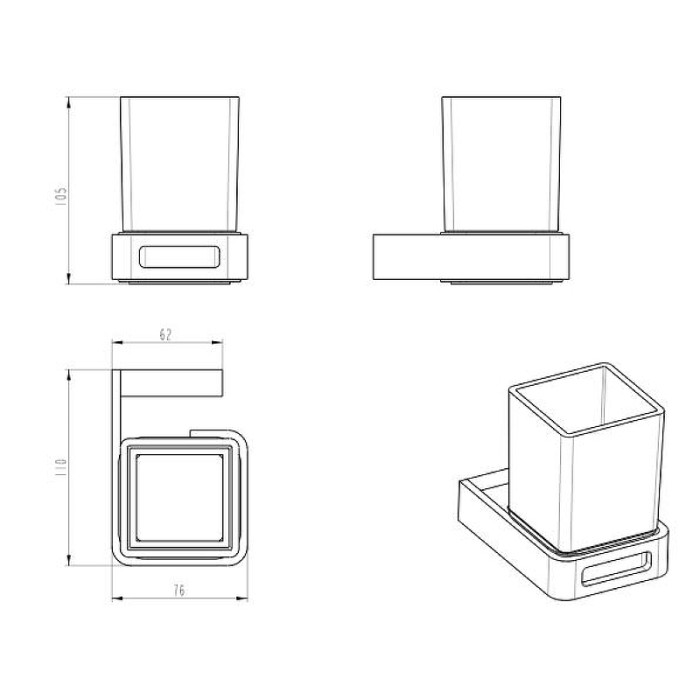Стакан для зубных щеток, Q, Boheme 10944-NB