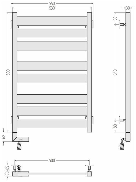 Сунержа Электрический полотенцесушитель 1000x300, Центурион 2.0, 12-5602-8050 цвет: белый