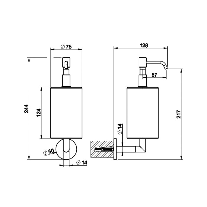 Дозатор для жидкого мыла настенный черный, Gessi Ingranaggio, хром арт. 63814#031