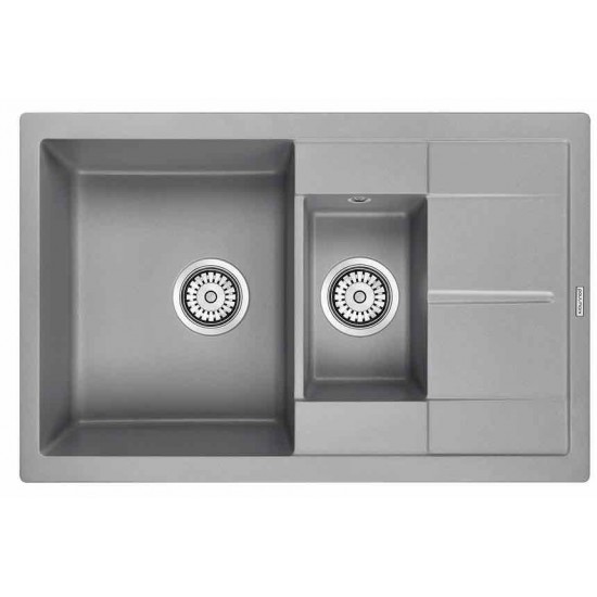 Мойка для кухни гранит 775х495 Paulmark FLUGEN 60/1,5, серый металлик - PM237850-GRM