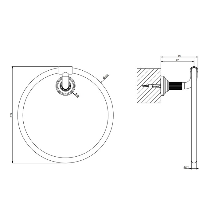 Полотенцедержатель-кольцо, подвесной, Gessi Venti20, gold pvd арт. 65509#246