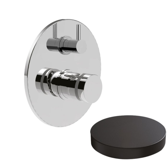 Встраиваемый смеситель для душа на 2 режима, поворотный переключатель, Giulini My ring, черный матовый арт. MR0064-2EPNO