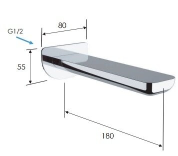 Излив настенный 18 см никель глянцевый, Remer Infinity, скрытого монтажа 91INP