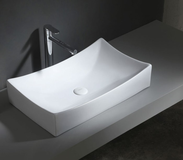 Раковина 65,5х39.5х14 накладная, прямоугольная, белая, Azario - AZ416