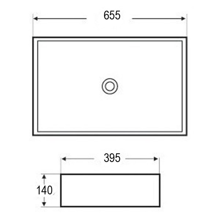 Раковина 65,5х39.5х14 накладная, прямоугольная, белая, Azario - AZ416