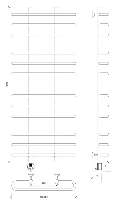 Полотенцесушитель электрический 120x20x60 Венеция 3 Secado арт. 4673739233986