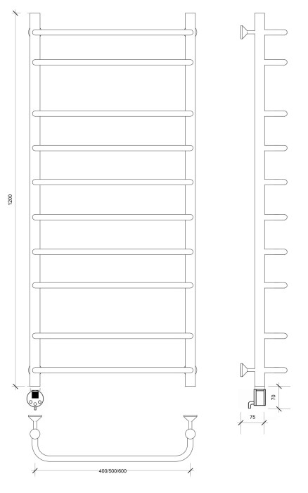 Полотенцесушитель электрический 120x60 Мерида 2 Secado арт. 4673739236109