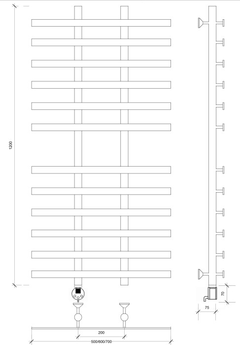 Полотенцесушитель электрический 120x20x60 Понтида 4 Secado арт. 4673739240533