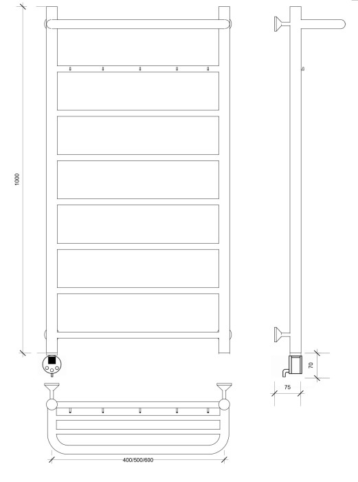 Полотенцесушитель электрический 100x40 Триада 1 КСП Secado арт. 4673739242650