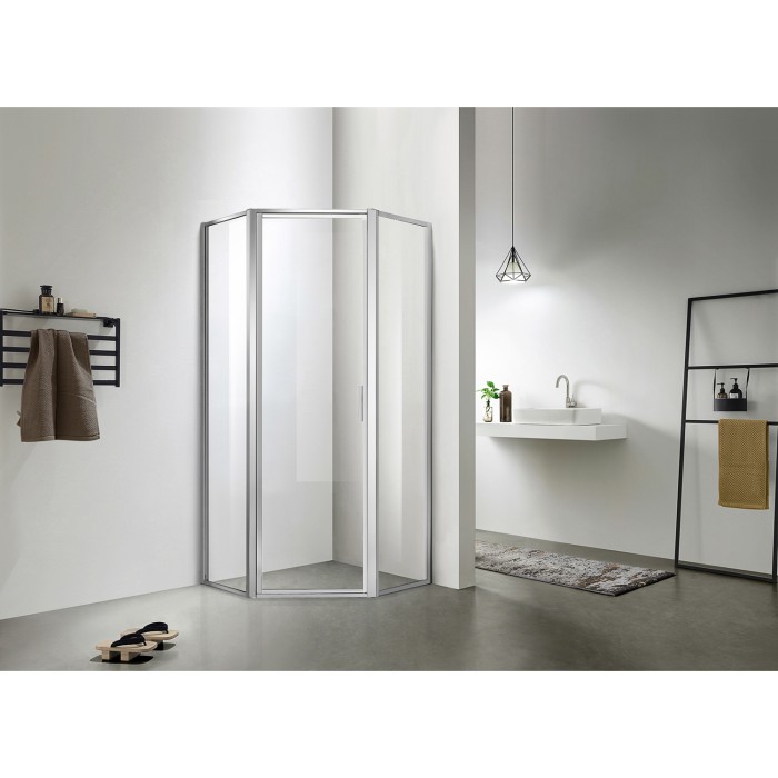 Душевое ограждение 900х900х2000 5-угольный, без поддона, прозрачное стекло 6 мм, профиль серебро  Richmond, Azario арт. AZ-NAG3231 900