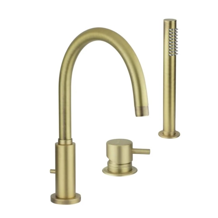 Однорычажный смеситель на 3 отверстия на борт ванны, излив с дивертером, Giulini Futuro, бронза матовая арт. 6565BDBROP