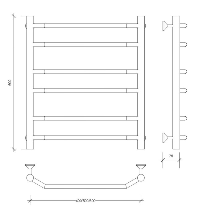 Полотенцесушитель водяной 60x40 Агата 2 (хром) Secado арт. 4603777444228