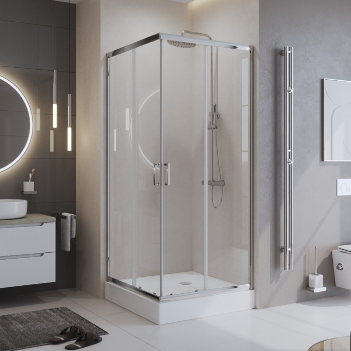 Душевой уголок 90x195 BelBagno, глянцевый хром, Uno-195 арт. UNO-195-A-2-90-C-Cr