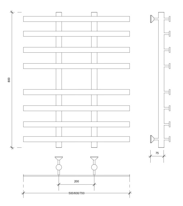 Полотенцесушитель водяной 80x20x70 Понтида 4 (хром) Secado арт. 4603777447816