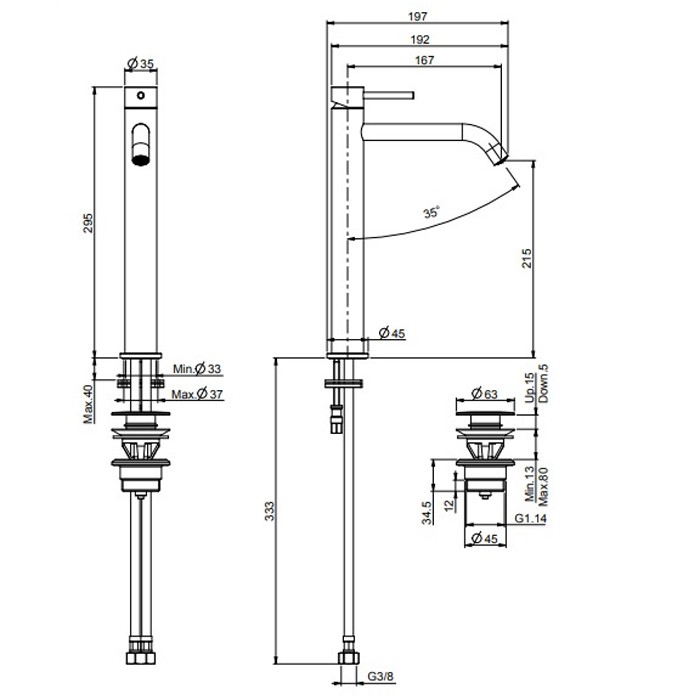 Fima Carlo Frattini Высокий смеситель на раковину XS, Spillo Up, F3031/HXSCR цвет: хром