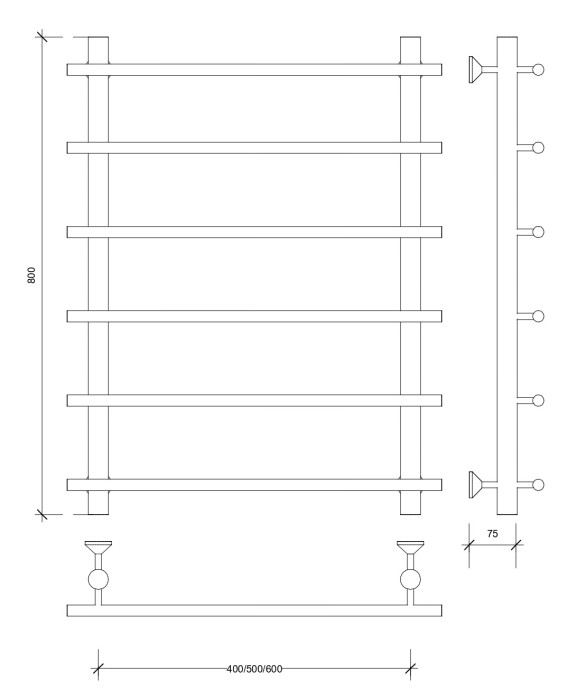 Полотенцесушитель водяной 80x50x60 Турин 1 (хром) Secado арт. 4603759404004