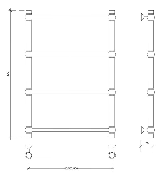 Полотенцесушитель водяной 80x60 Флоренция 1 (хром) Secado арт. 4603759404387