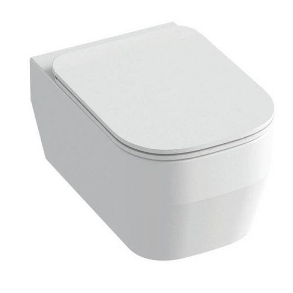 Унитаз с крышкой, безободковый, микролифт, съемные петли, Olympia ceramica Tutto evo, белый глянцевый арт. TUESET01 (TUE1202R01+C9TE01)