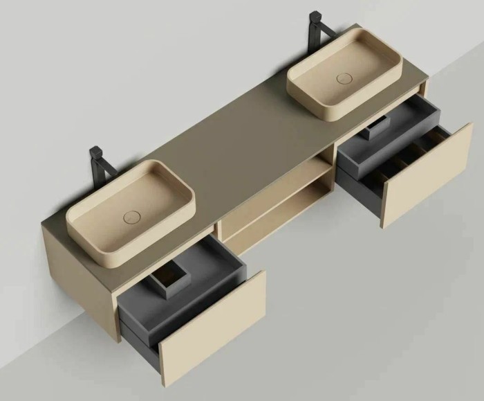 Подвесная тумба domino 2000, эмаль, для двух раковин, гладкий, Salini арт. 27D120D