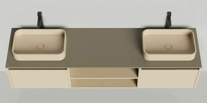 Подвесная тумба domino 2000, эмаль, для двух раковин, гладкий, Salini арт. 27D120D