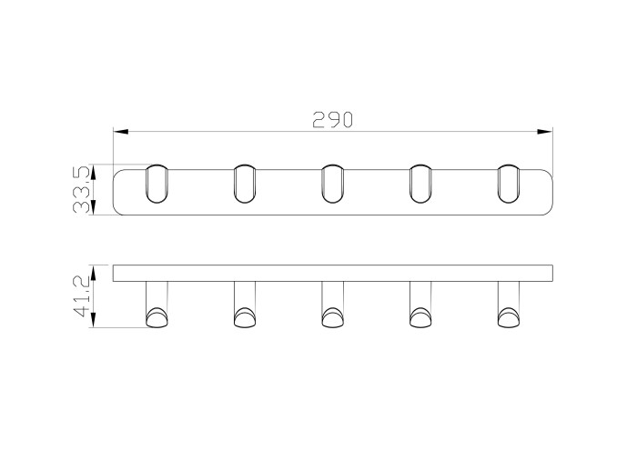 Вешалка с 5 крючками для ванной, Wonzon & Woghand Graffity, WW-9355-BG цвет: золото