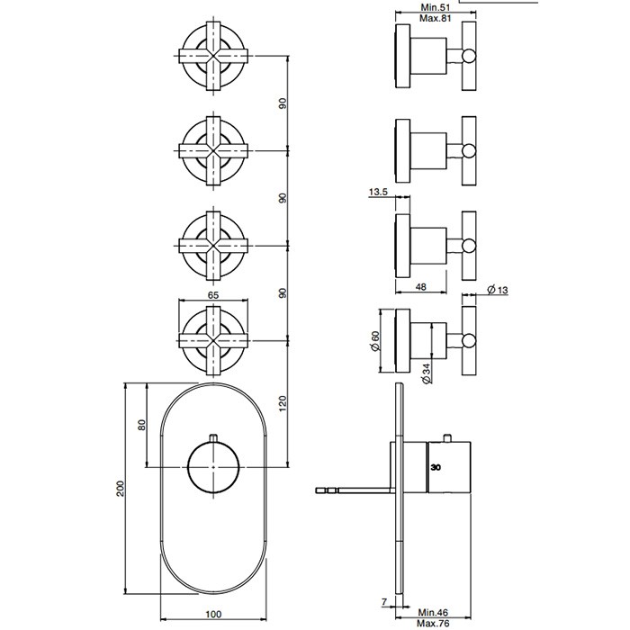 Fima Carlo Frattini Смеситель для душа, встраиваемый, термостатический, с переключателем на 4 выхода, Maxima, F5333X4CR цвет: хром