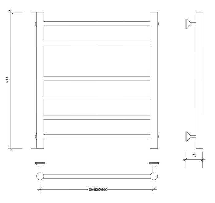 Полотенцесушитель водяной 60x50 Триада 5 (черный) Secado арт. 4673739229293