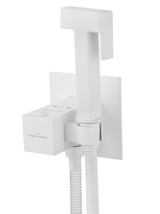 Смеситель с гигиеническим душем и термостатом, встраиваемый, Wonzon & Woghand, WW-88829910-MW цвет: белый