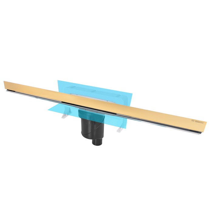 Душевой лоток BERGES WALL 1000 пристенный, золото глянец, S-сифон D50/105 H50, арт.092057