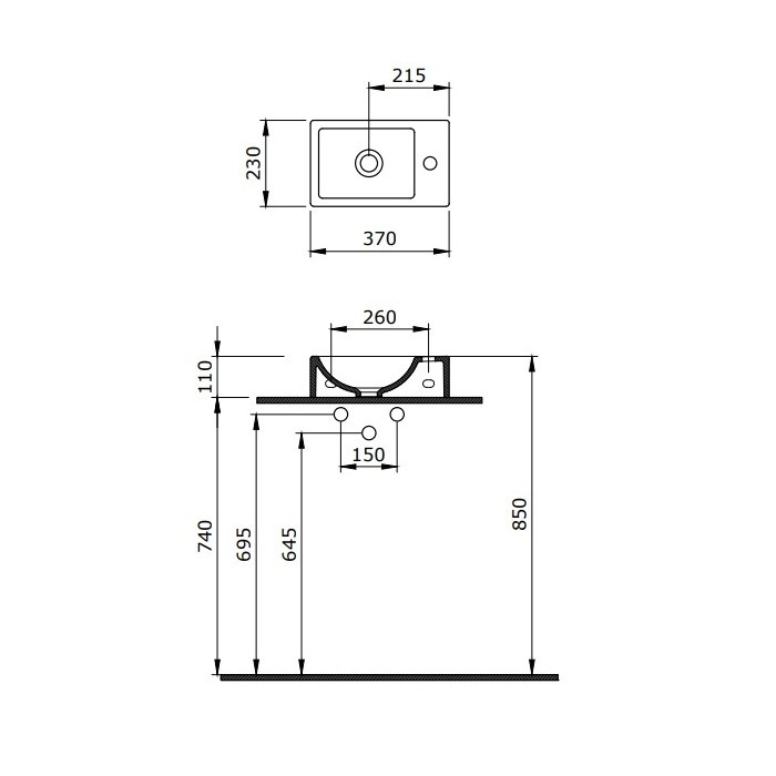 Раковина, прямоугольная, 37x23 BERGES Small арт. 182009