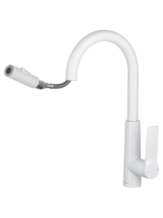 Смеситель для кухни с выдвижным изливом, Wonzon & Woghand, WW-A20782-MW цвет: белый