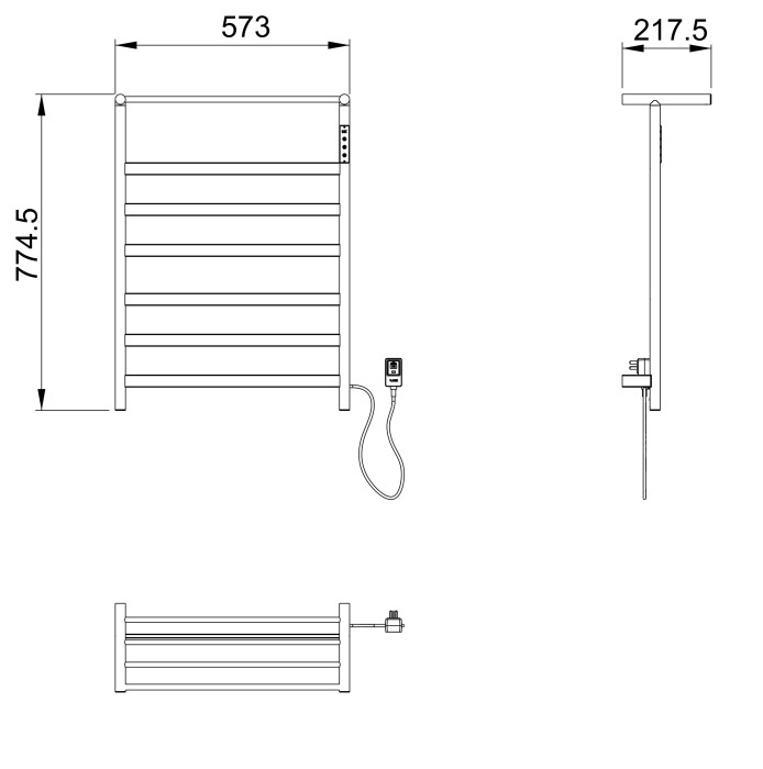 Полотенцесушитель электрический с полкой, Wonzon & Woghand Essen, WW-A403-BR цвет: никель