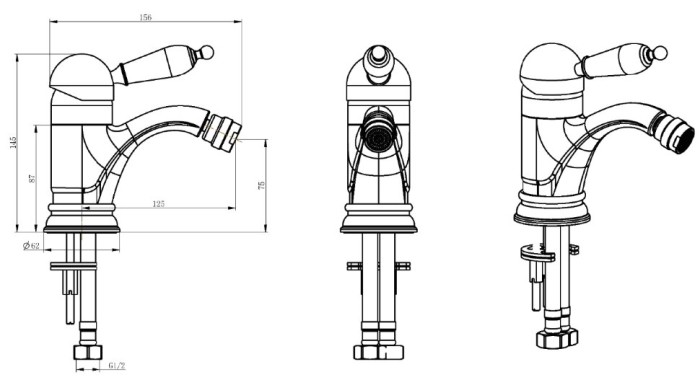 Смеситель для биде, золото, Tradizionale Oro Boheme 286