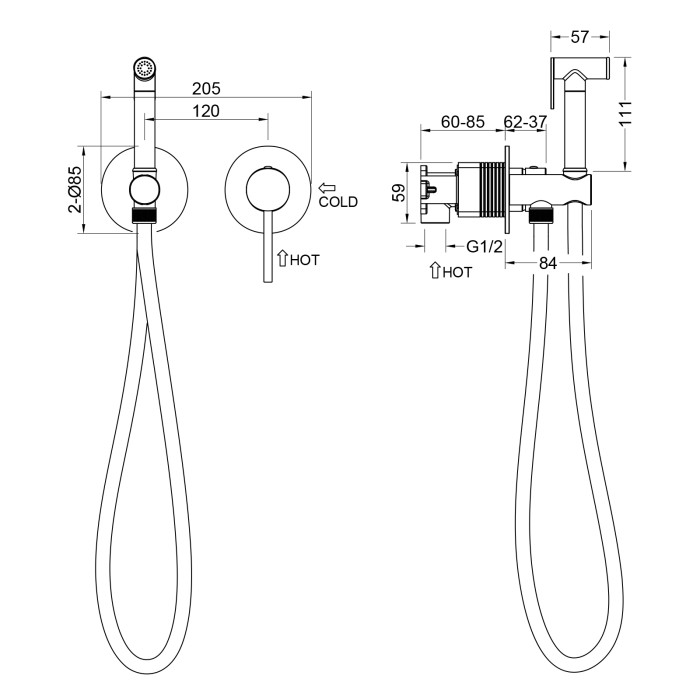 Гигиенический душ Timo Saona с защитой от ожогов, золото матовое арт. 2339/17SM