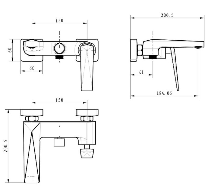 Смеситель для ванны, хром, Venturo Boheme 373-SGM