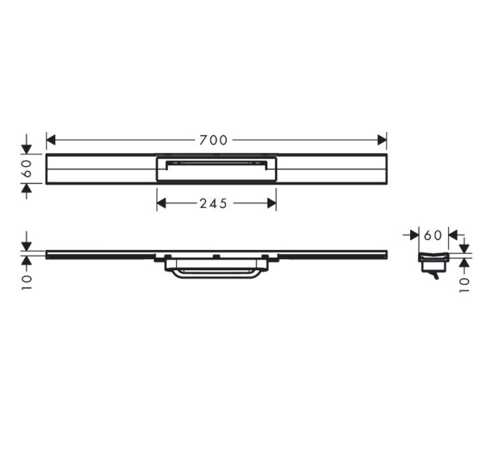 Внешняя часть трапа для душа 70 см, укорачиваемая RainDrain Flex Hansgrohe, черный арт. 56043670