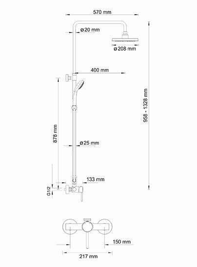 Душевая система со смесителем WasserKRAFT арт. A12202