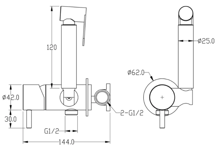 Гигиенический душ Boheme Uno с внутренней частью, цвет Gun metall арт. 467-GM