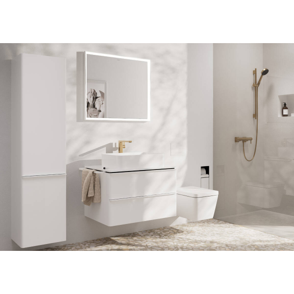Смеситель для раковины Fine CoolStart, EcoSmart+, с донным клапаном Push-Open, Hansgrohe Tecturis E, бронза арт. 73070140