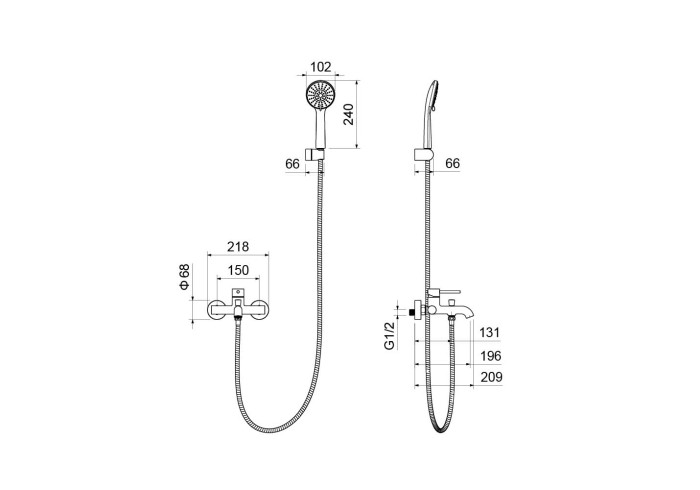 Смеситель для ванны с душевым набором, Aquatek Европа, хром арт. AQ1349CR