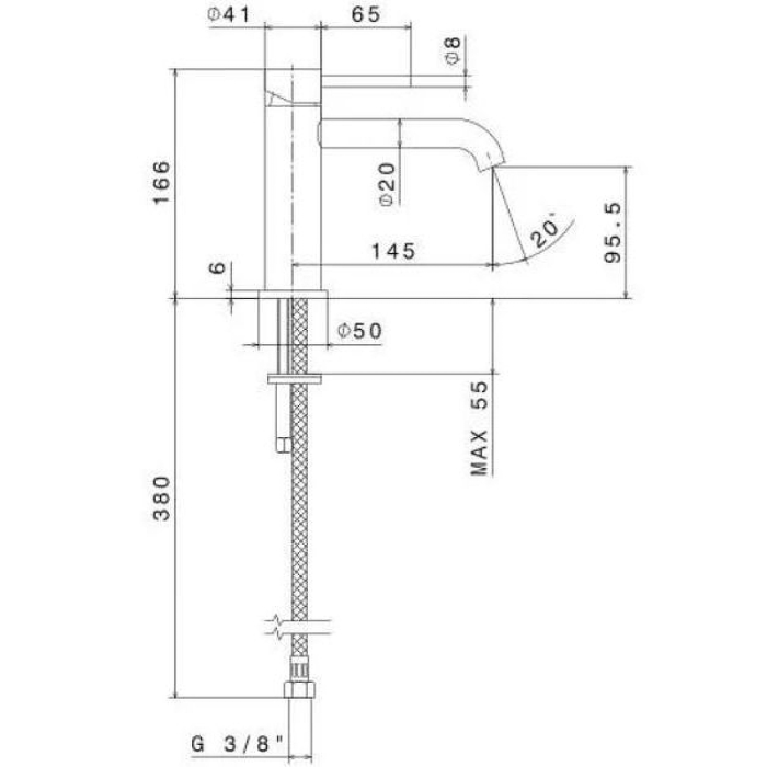 Смеситель для раковины, без донного клапана, Eterna Kerama Marazzi, нержавеющая сталь - 69612XKM.50.050