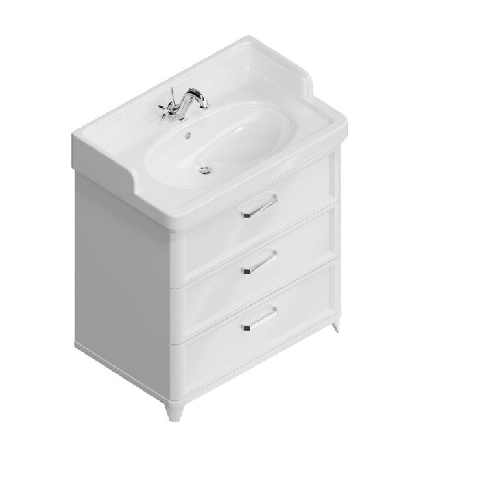 Тумба напольная с 3 ящиками 80см, Pompei Kerama Marazzi, белый - PO.N.80.3\WHT