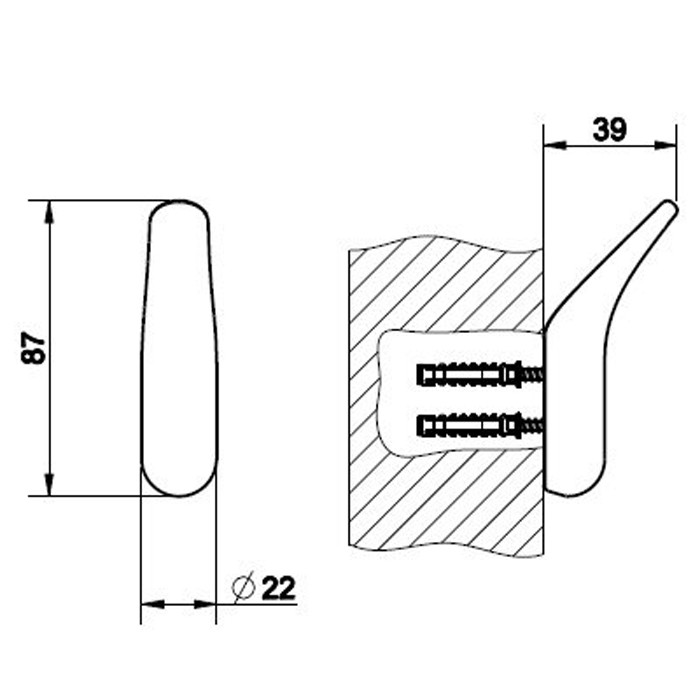 Крючок настенный, Gessi Goccia, черный арт. 38121#099