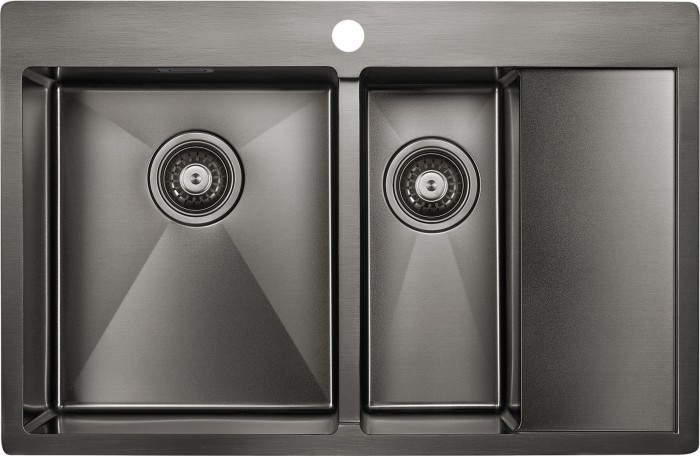 Мойка для кухни нержавеющая 780х510мм Paulmark UNION, вороненая сталь, левая - PM537851-GML
