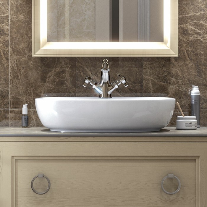 Смеситель для раковины на одно отверстие с низким изливом с донным клапаном, MUSE Kerama Marazzi, хром - 9125KM.21.018