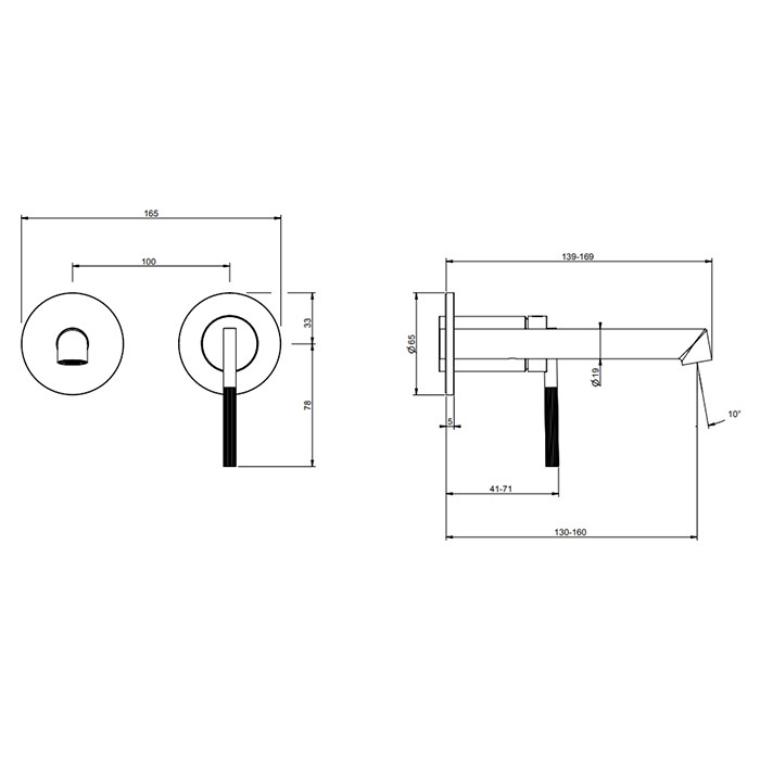 Смеситель для раковины, встраиваемый, (внешние части), Gessi Ingranaggio, finox brushed nickel арт. 63581#149