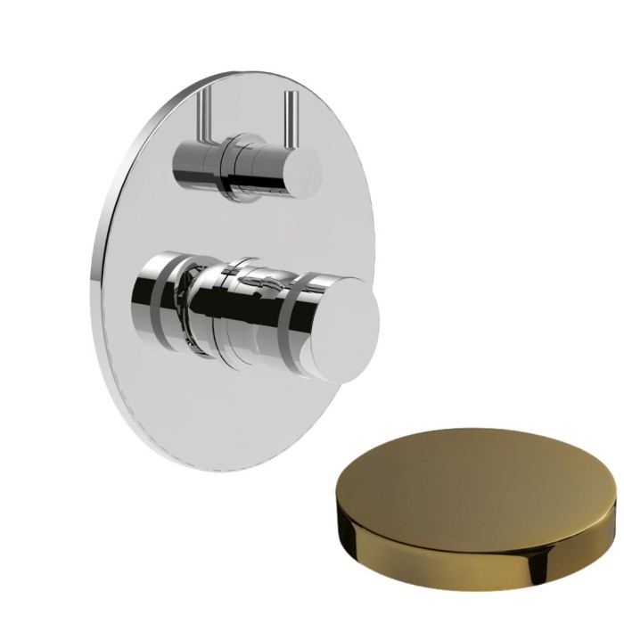 Встраиваемый смеситель для душа на 2 режима, поворотный переключатель, Giulini My ring, золото арт. MR0064-2EPO