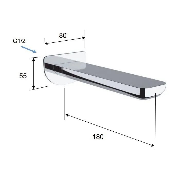 Излив настенный 18 см никель матовый, Remer Infinity, скрытого монтажа 91iNPO