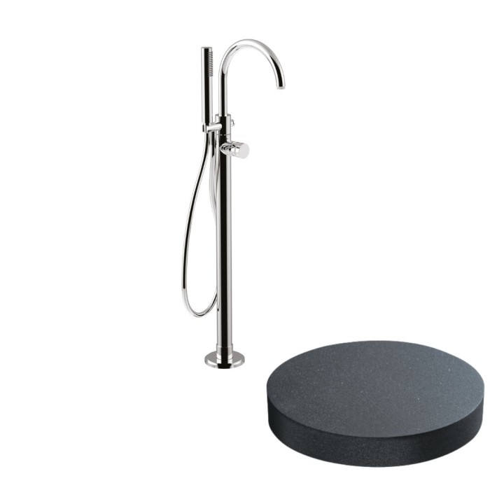 Напольный смеситель для ванны отдельностоящий, излив, ручной душ, Giulini My ring, графит арт. MR0092EPGF