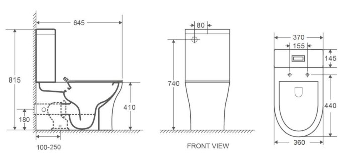 Унитаз-компакт 645x370x815 напольный, безободковый, в комплекте сиденьем микролифт, Azario Ambra арт. AZ-848